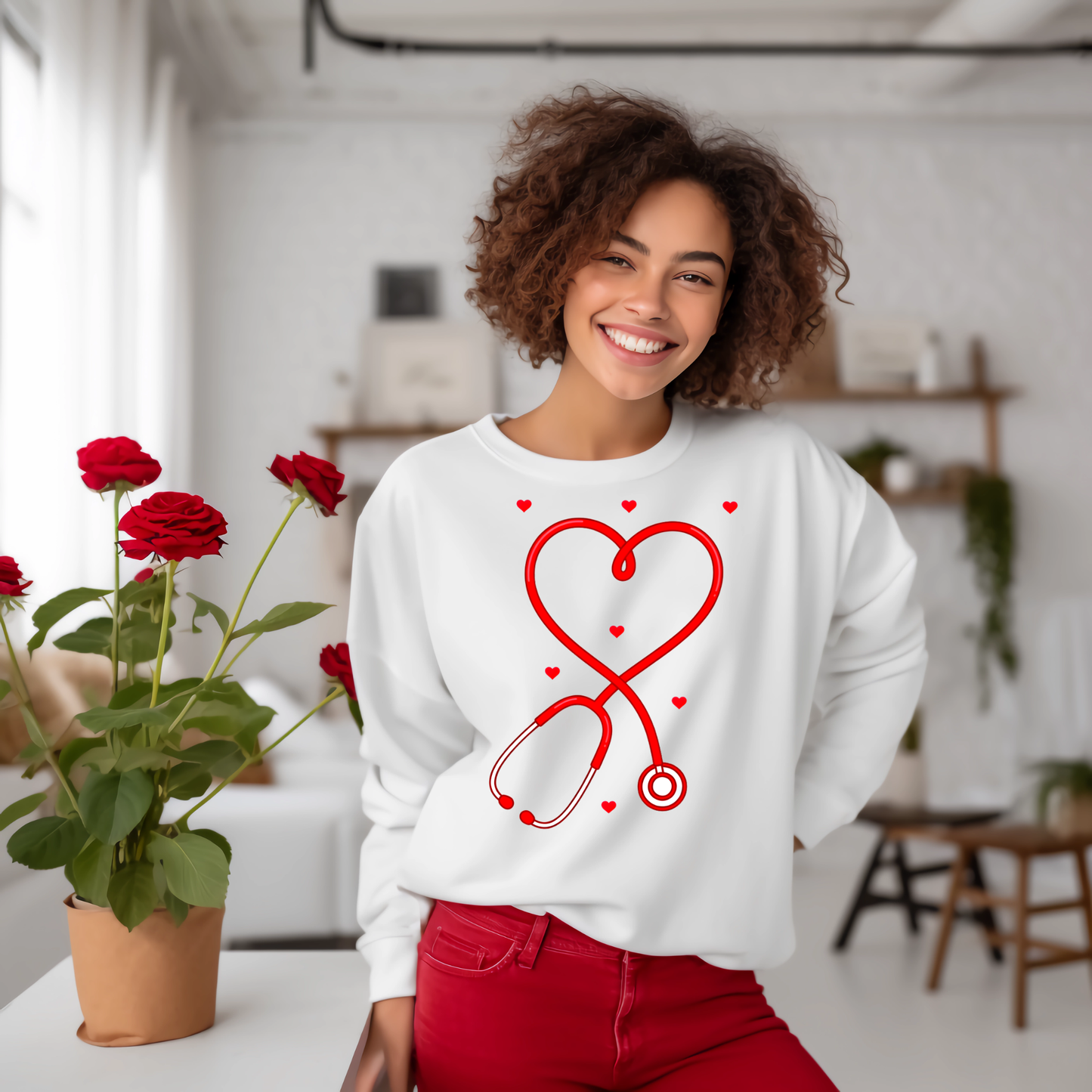 Heart & Stethoscope Valentine Sweatshirt