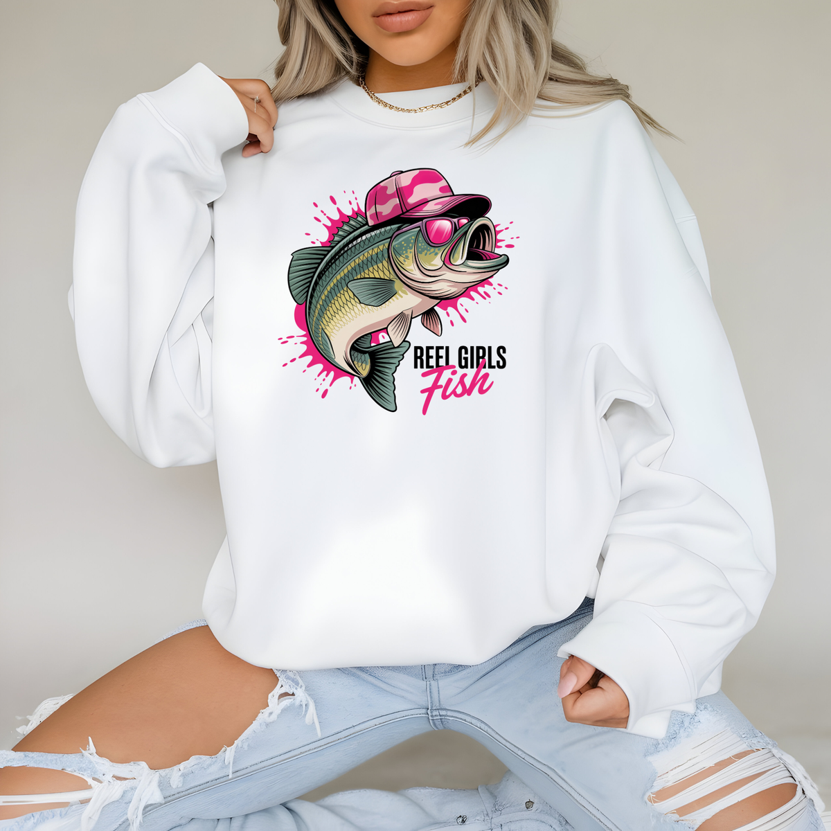Reel Girls Fish Women Who Fish Graphic Sweatshirt