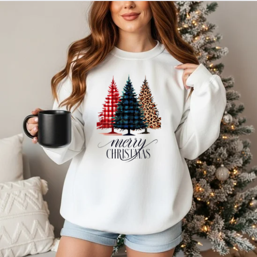 Festive Plaid & Leopard Tree Sweatshirt