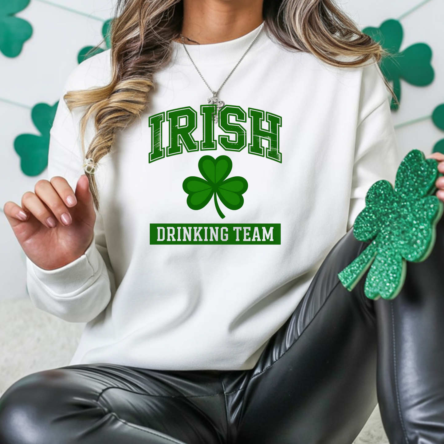 Irish Drinking Team Sweatshirt - St. Patrick's Day Shamrock Crewneck